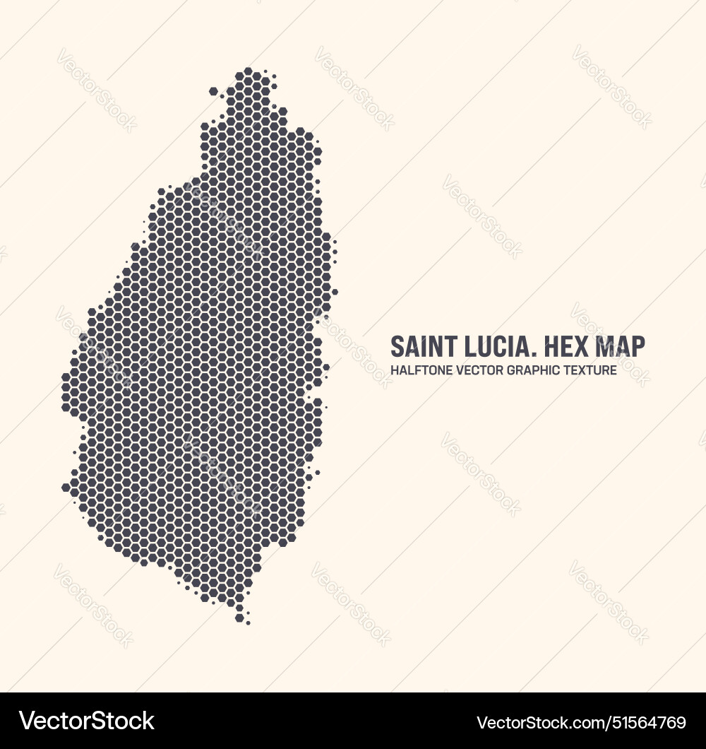 Saint lucia map hexagonal half tone pattern vector image
