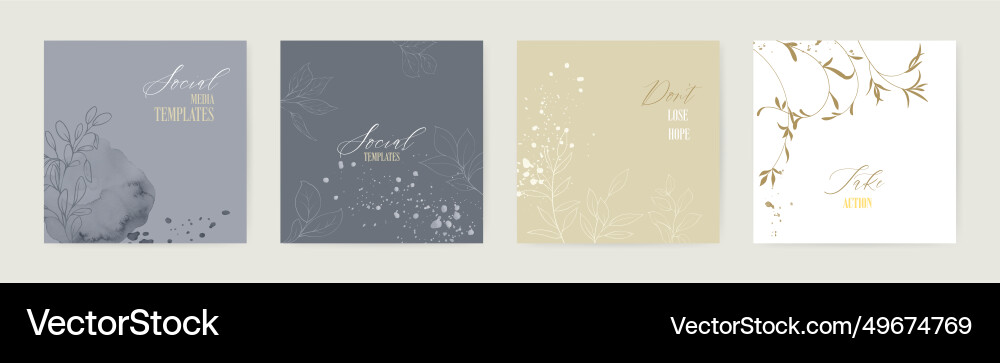 Set of minimal background with flowers and stains Set of minimal background with flowers and stains vector image