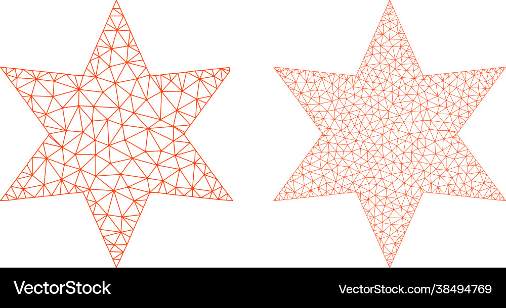 Six pointed star icons - triangular mesh Six pointed star icons - triangular mesh Vector Image