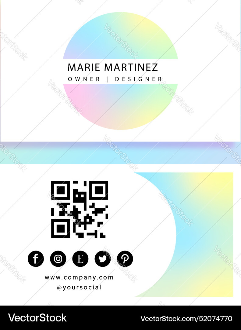 Business card template with gradient and qr code Business card template with gradient and qr code vector image