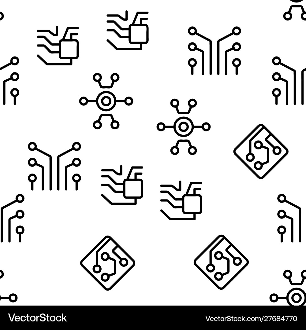 Circuit computer chip seamless pattern Circuit computer chip seamless pattern vector image