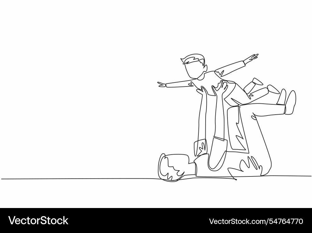 Continuous one line drawing father lying on floor Continuous one line drawing father lying on floor vector image