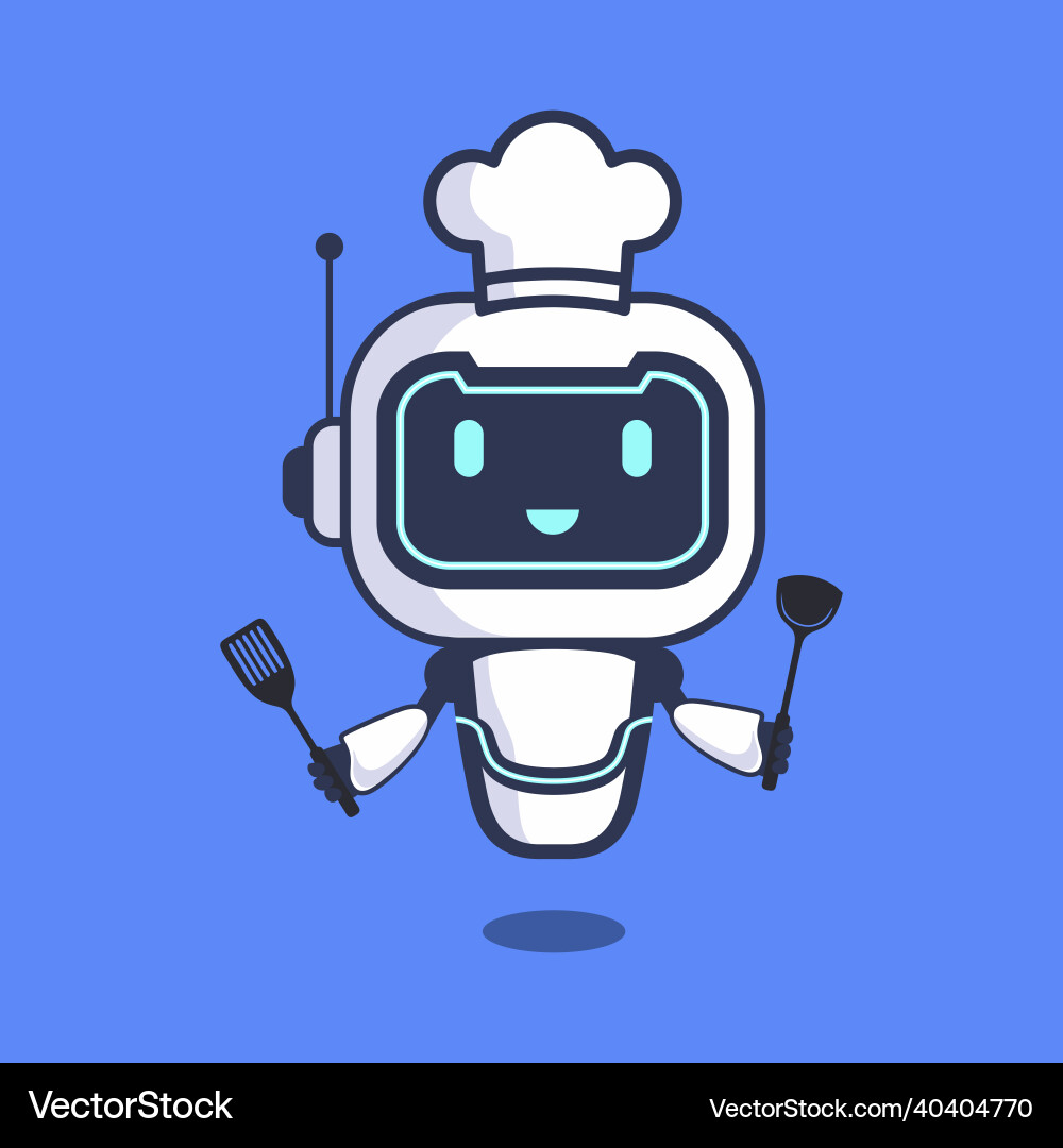 Cooking chef robot character technology Vector Image