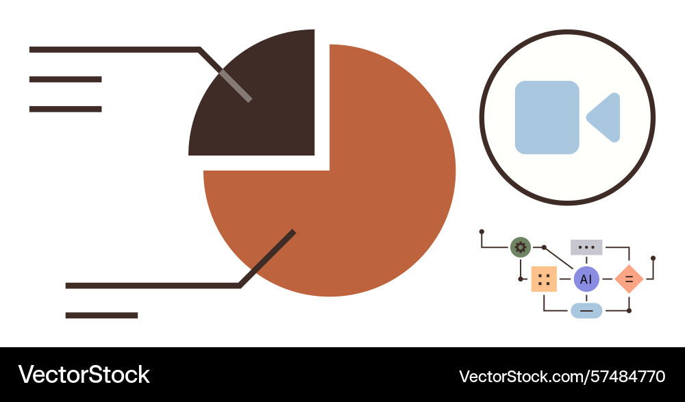 Data analysis with pie chart visualization video Vector Image