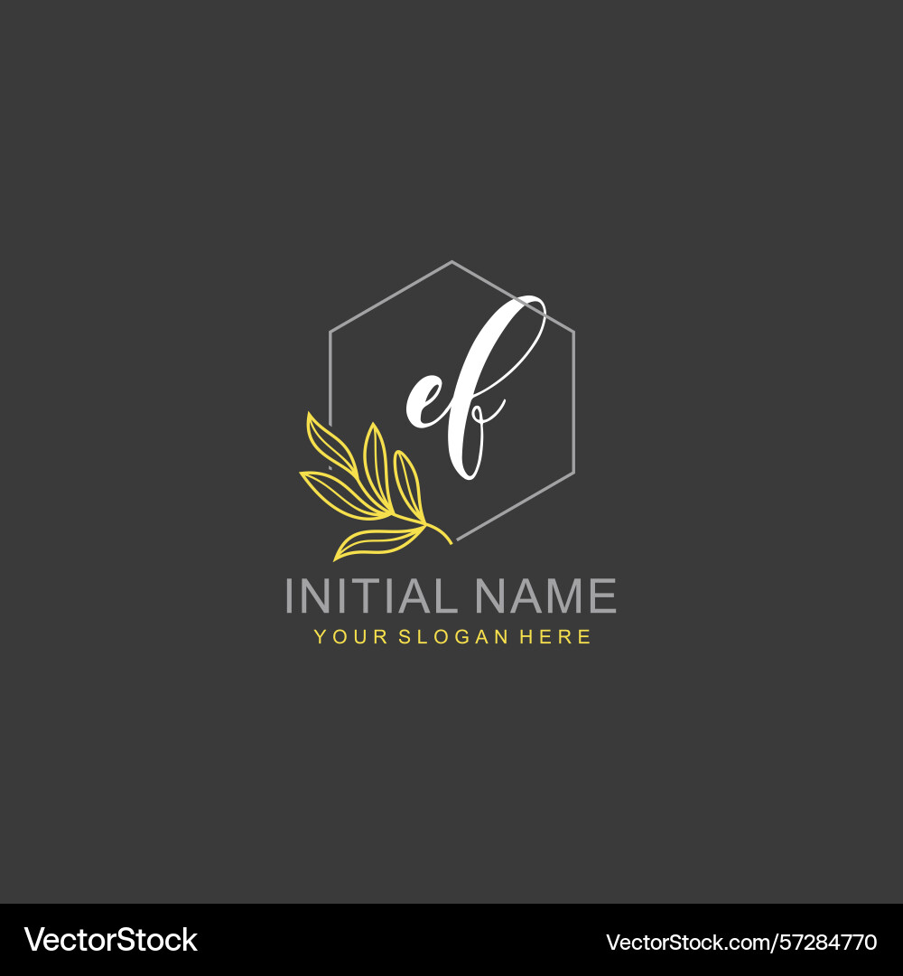 Ef initial logo templates with botanical elements Vector Image