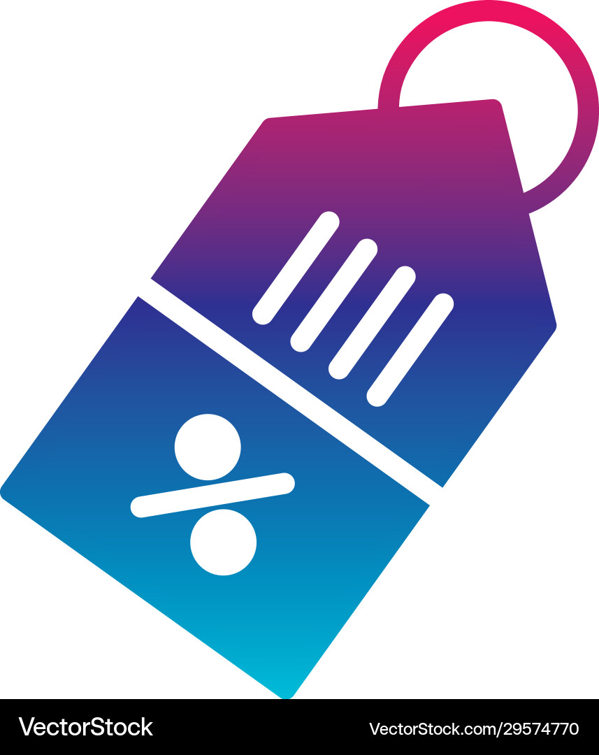 Isolated percentage label gradient line style icon vector image
