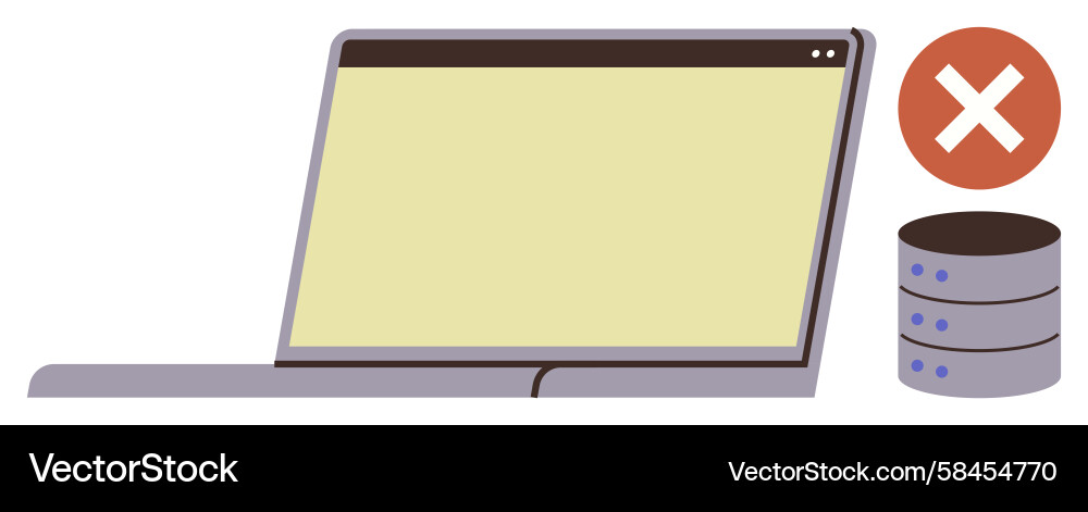 Laptop & Server Error - Data Failure Vector Image