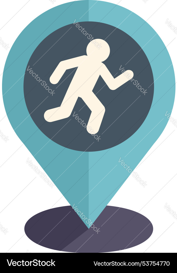 Location pin point icon showing running man symbol Location pin point icon showing running man symbol vector image