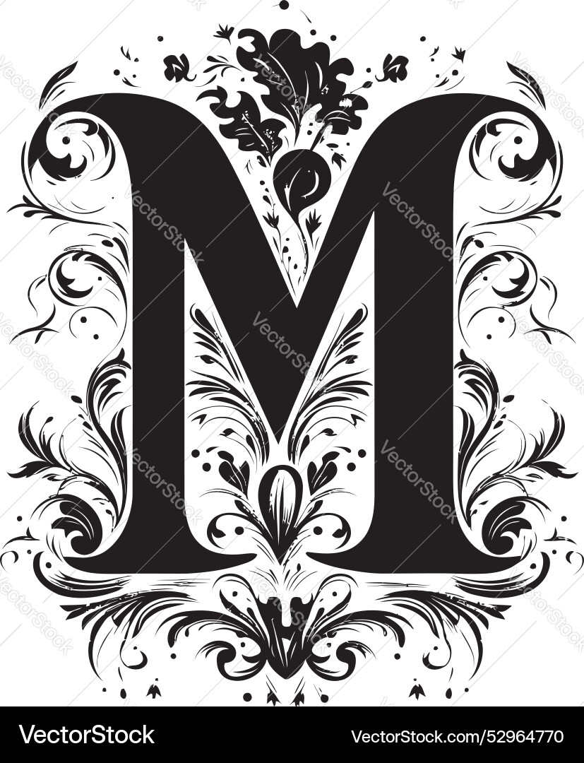 Modernistic script contemporary font m mystical Modernistic script contemporary font m mystical vector image
