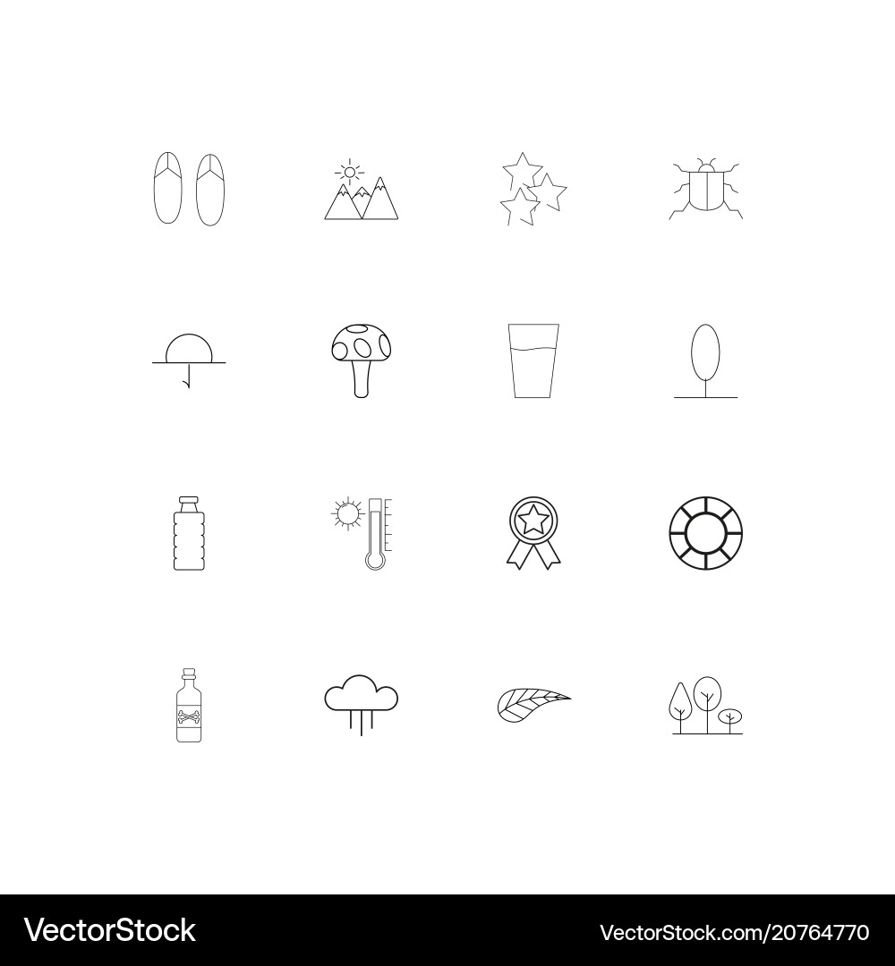 Nature linear thin icons set outlined simple Vector Image