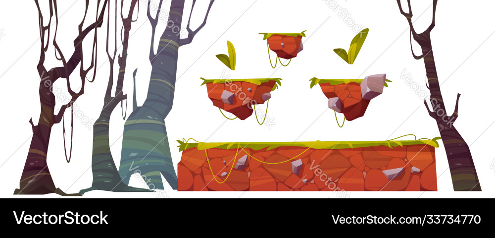 Platform with grass for game level interface vector image