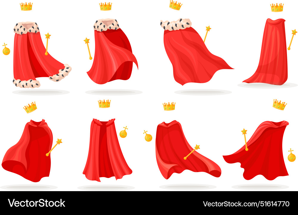 Royal cloaks invisible king mantle red cape Royal cloaks invisible king mantle red cape vector image