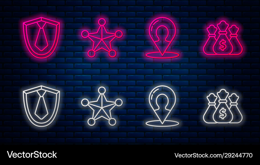Set line hexagram sheriff map marker Set line hexagram sheriff map marker vector image