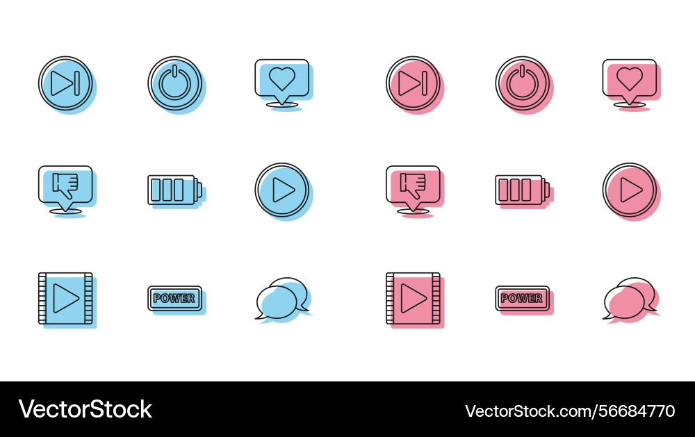 Set line play video power button fast forward Set line play video power button fast forward vector image