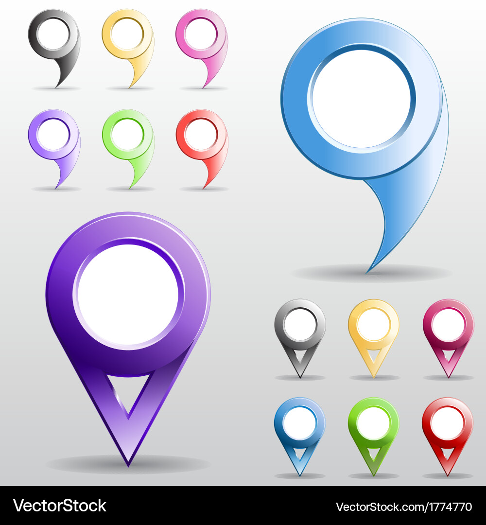 Set of multicolored circle pointers Vector Image