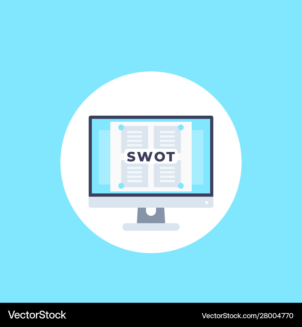 Swot analysis in computer icon Vector Image