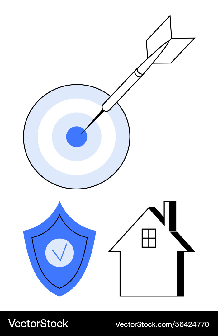 Target with arrow shield checkmark Target with arrow shield checkmark Vector Image