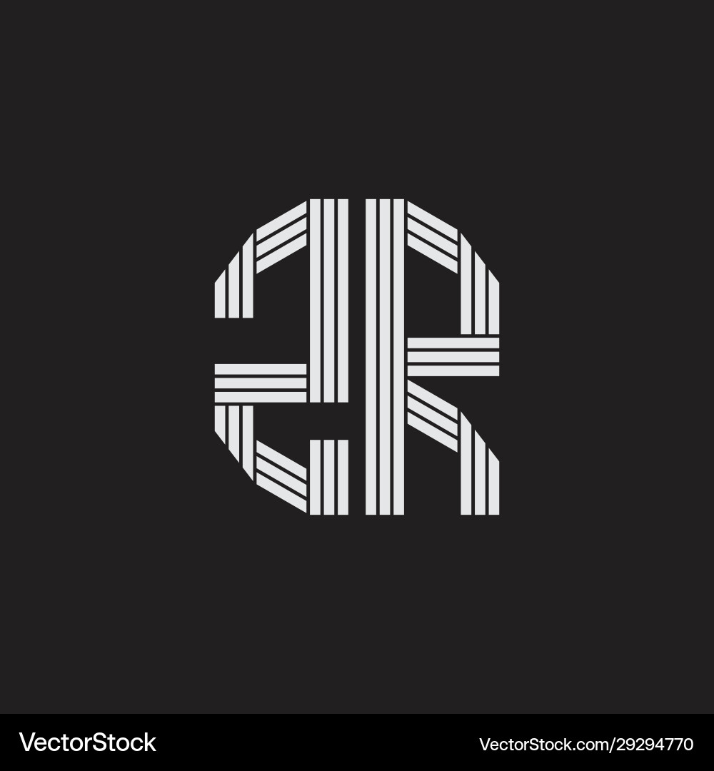 Zr logo monogram with outline style linked Zr logo monogram with outline style linked Vector Image