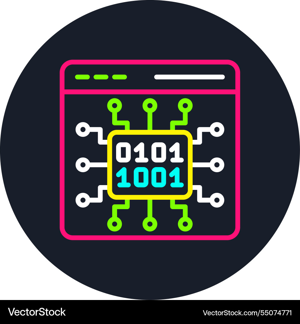 Binary code line multi color icon Vector Image