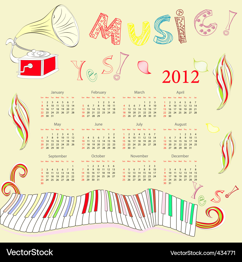 Calendar for 2012 Vector Image