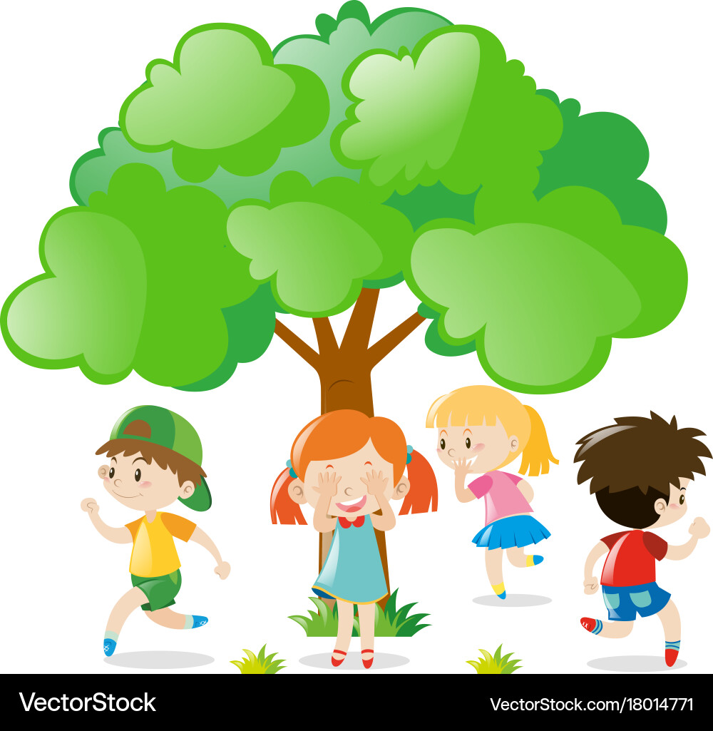 Children Playing Hide and Seek vector image
