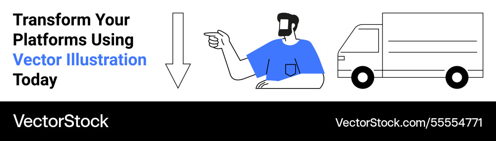 Delivery process highlight with man pointing Vector Image