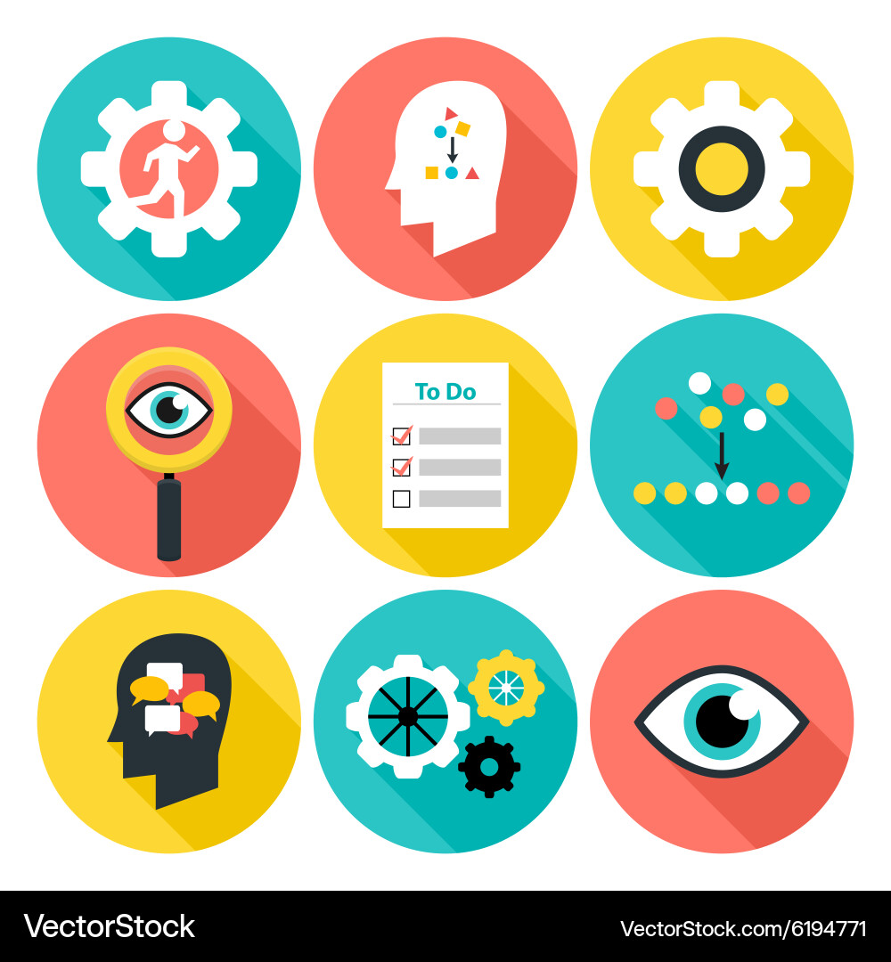 Flat Circle Icons - Sort & Do vector image