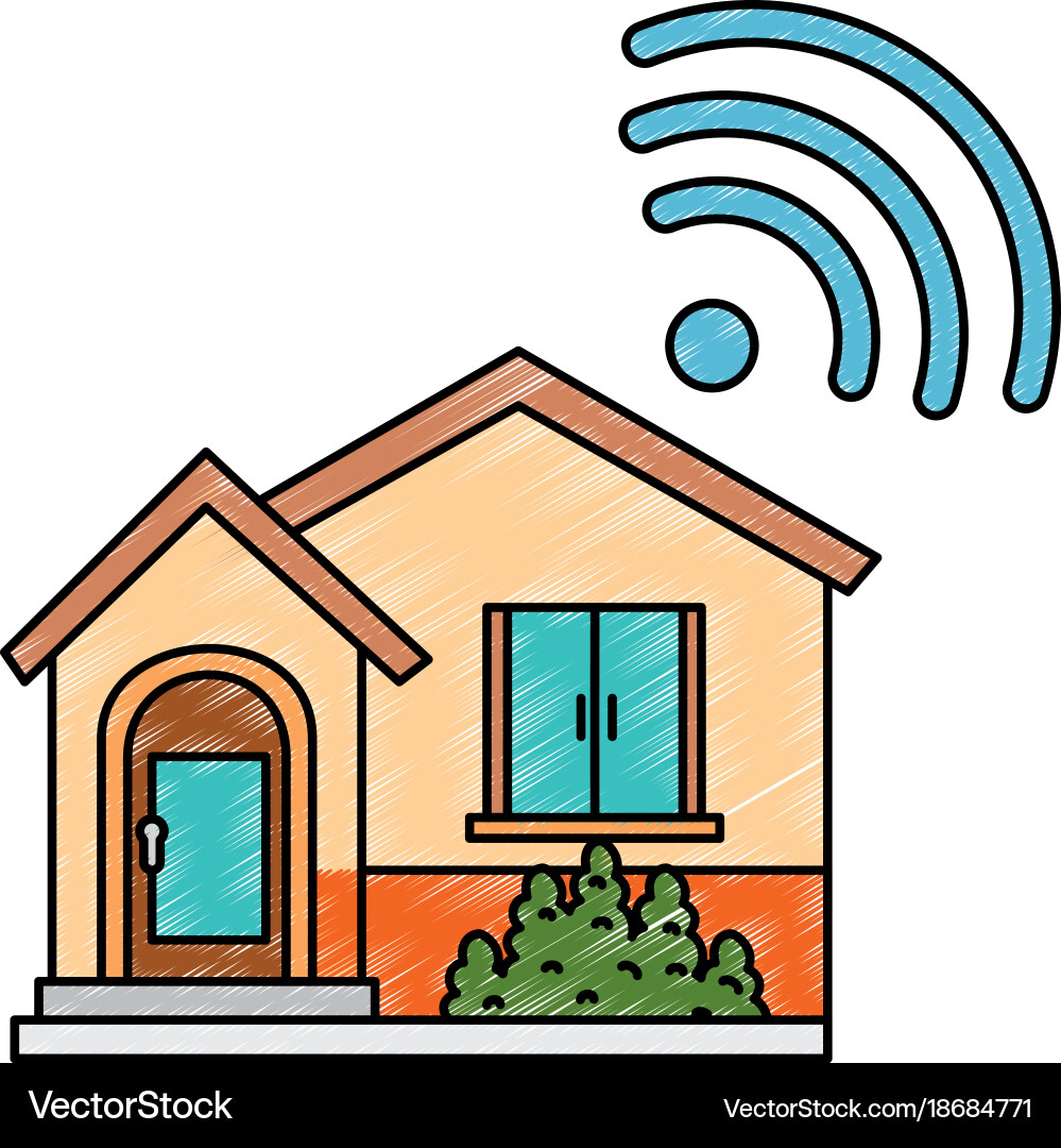 Front of smarthouse with wifi signal Vector Image