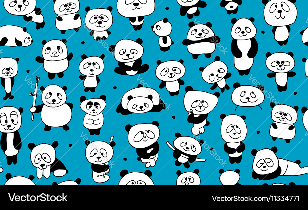 Funny pandas seamless pattern for your design vector image