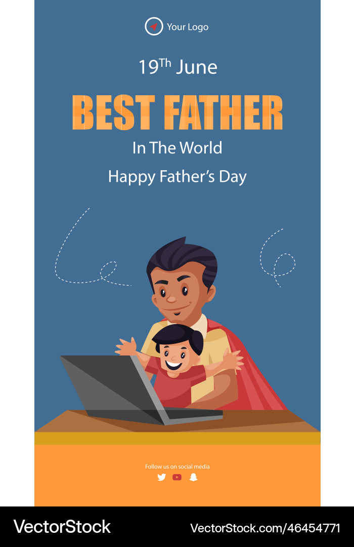 Happy fathers day portrait template Royalty Free Vector