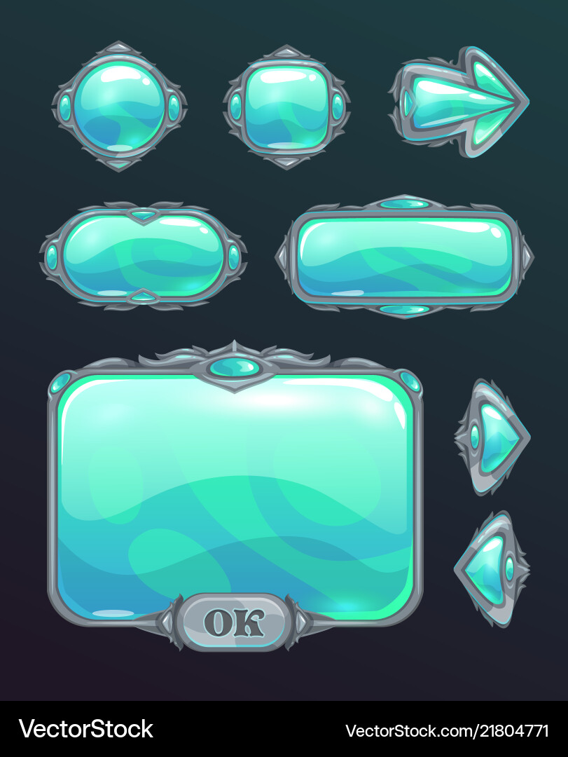 Medieval UI Assets - Buttons & Panels vector image