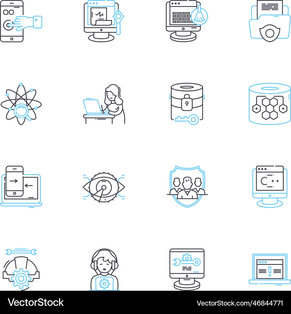 Nerk security linear icons set cybersecurity Nerk security linear icons set cybersecurity vector image
