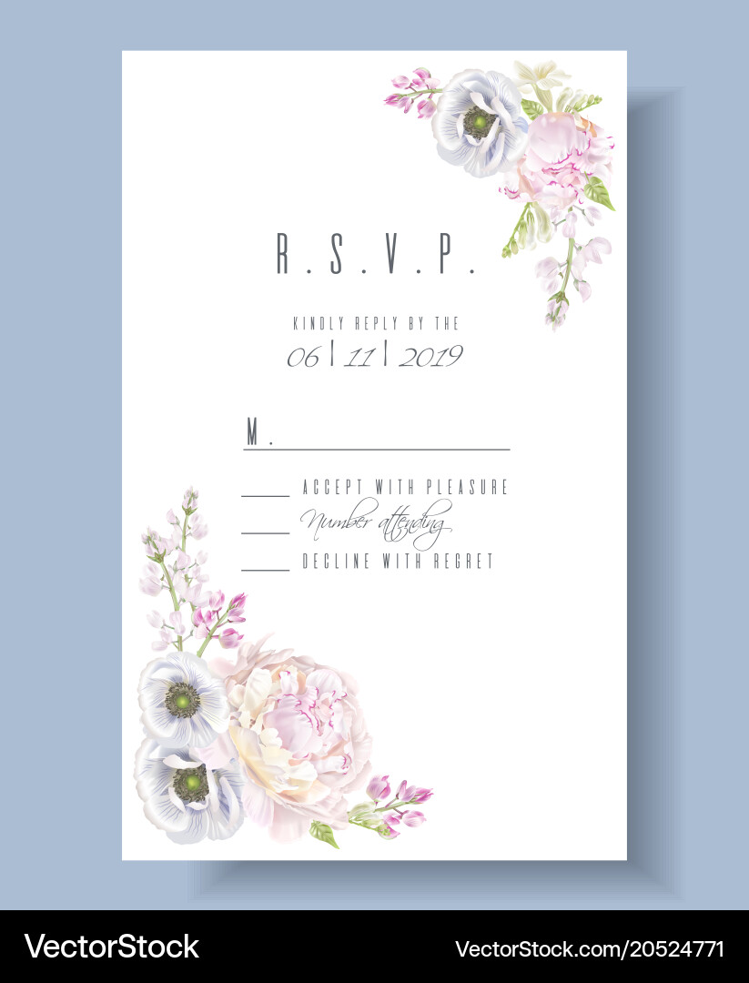 Romantic Floral R.S.V.P. Card Vector Image