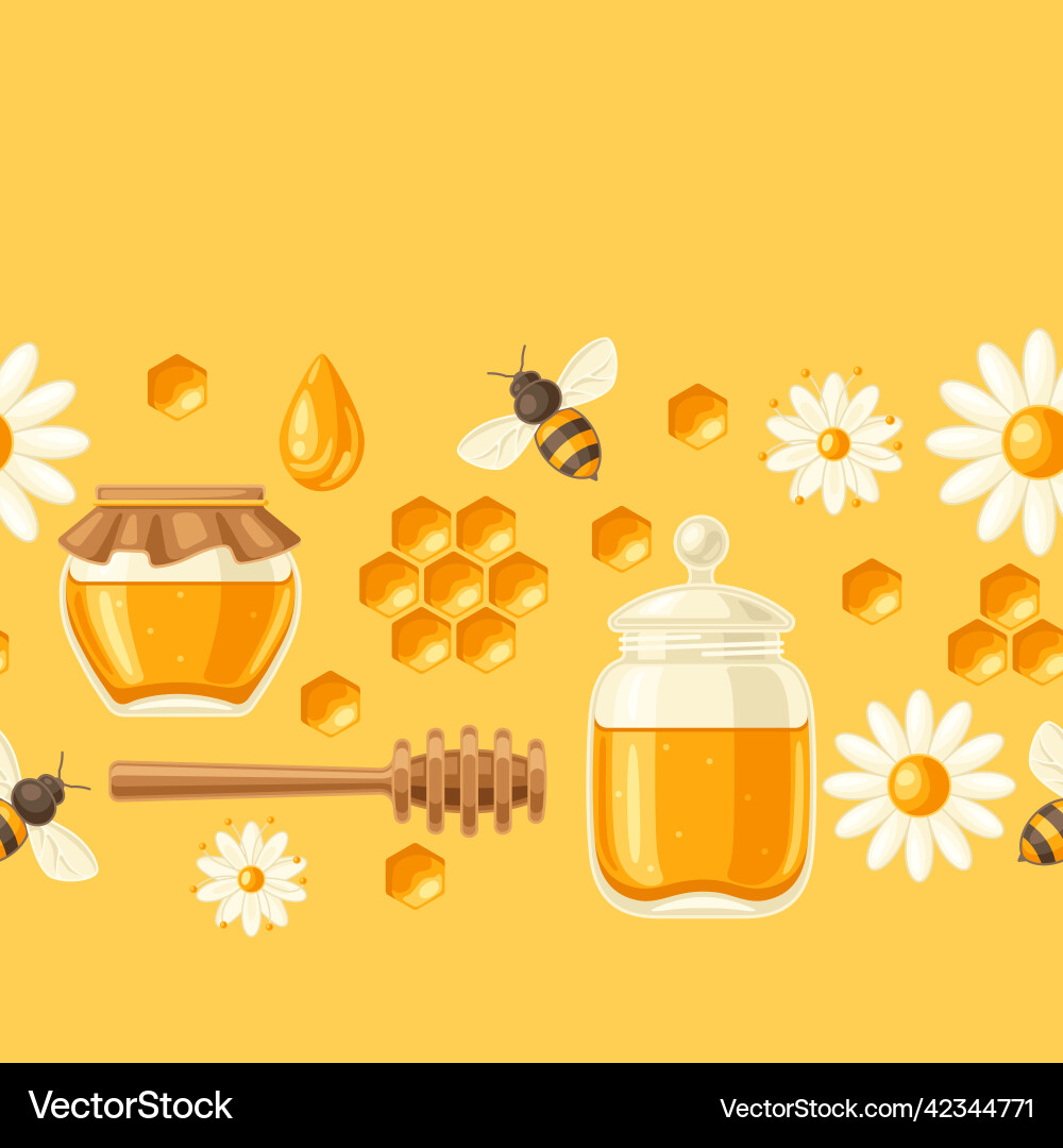 Seamless pattern with honey items image for food Seamless pattern with honey items image for food vector image