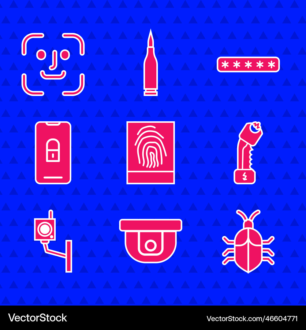 Set fingerprint motion sensor system bug concept Set fingerprint motion sensor system bug concept vector image