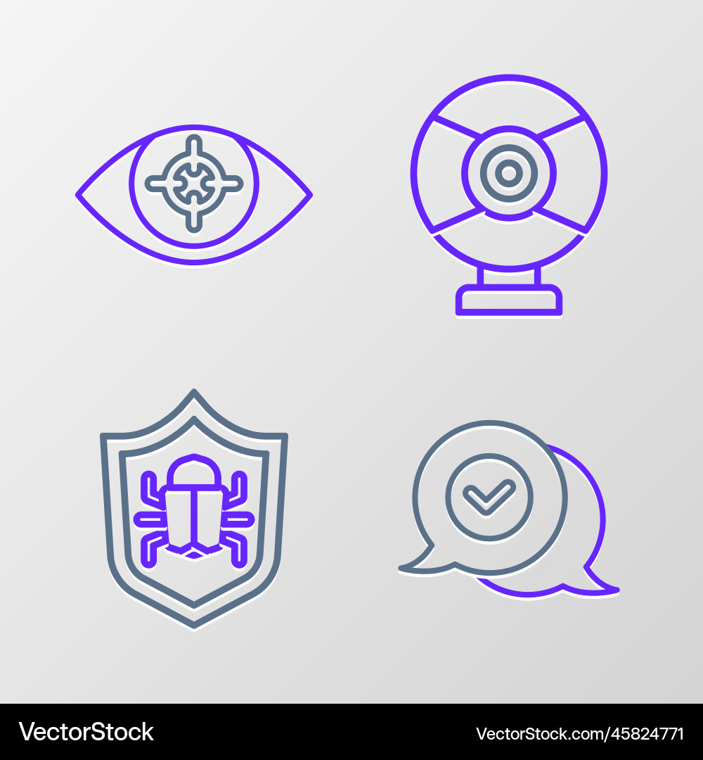 Set line check mark in speech bubble system bug Set line check mark in speech bubble system bug vector image