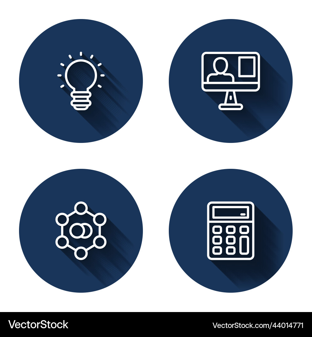Set line creative lamp light idea online class Vector Image