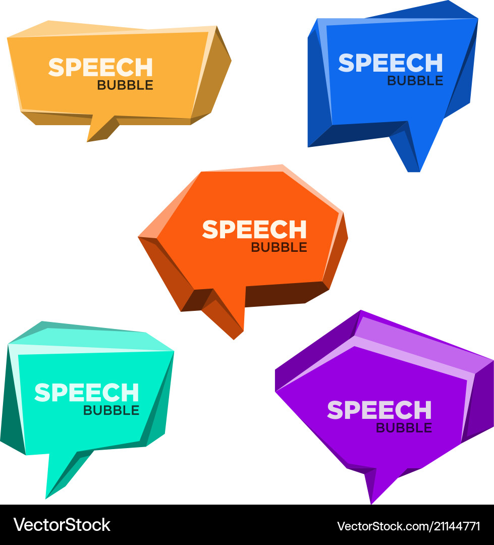 Speech bubble 3d style set vector image