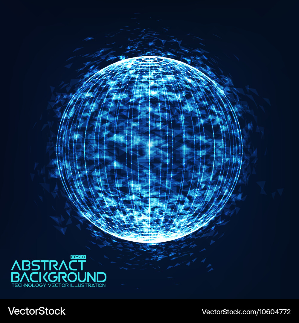Abstract 3d illuminated distorted mesh sphere vector image