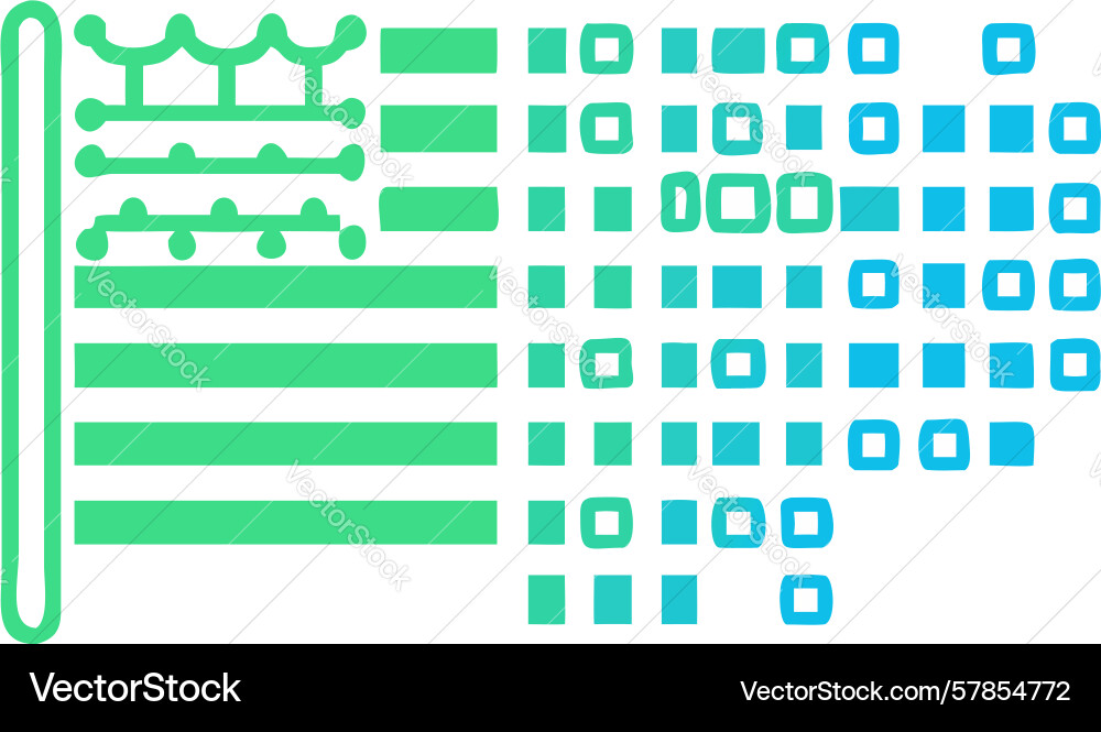 Abstract digital wave flag with pixelated grid vector image