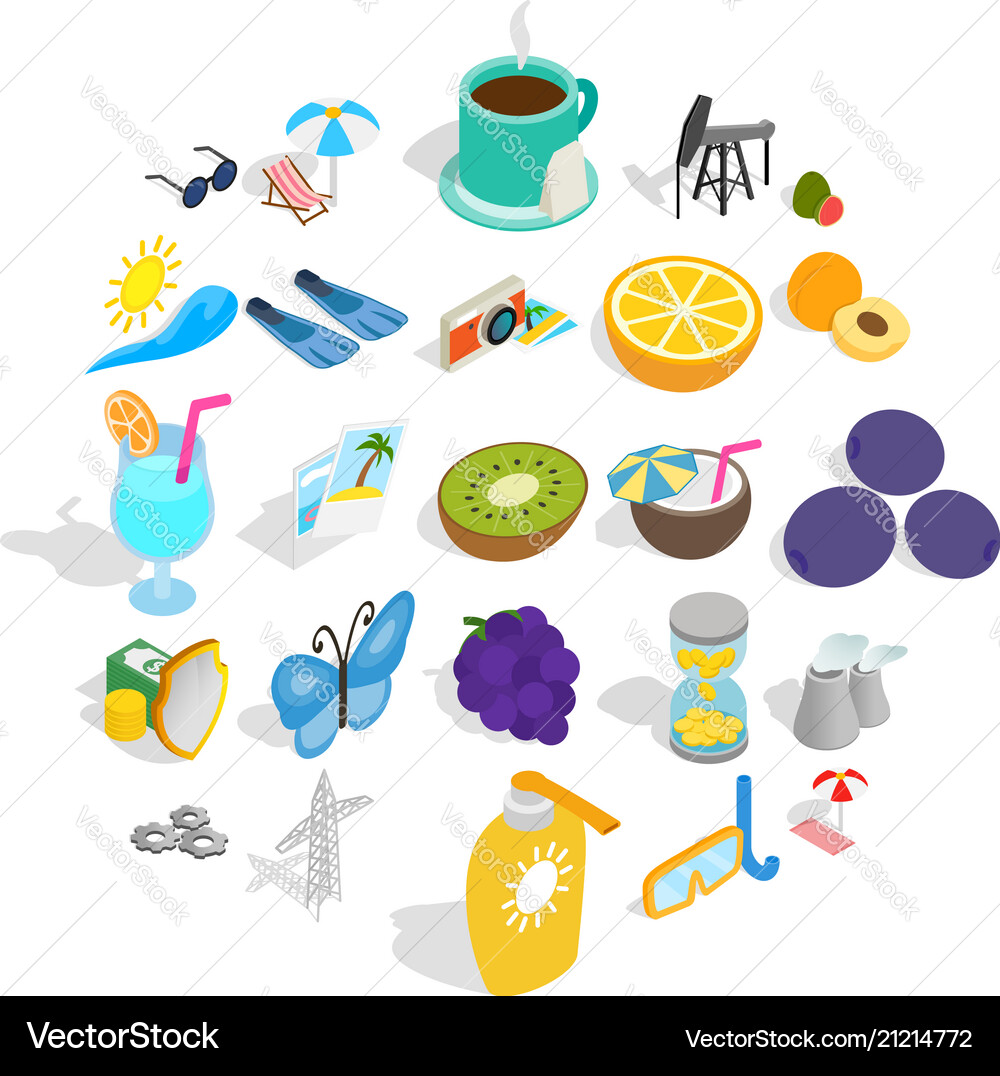 Amirate icons set isometric style Amirate icons set isometric style Vector Image