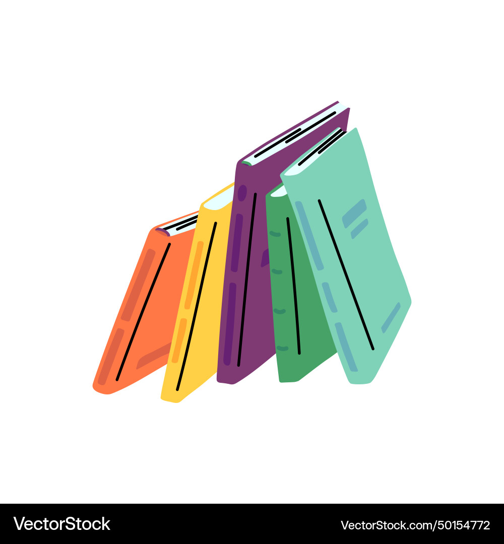 Cartoon stack different color books for bookshelf Vector Image