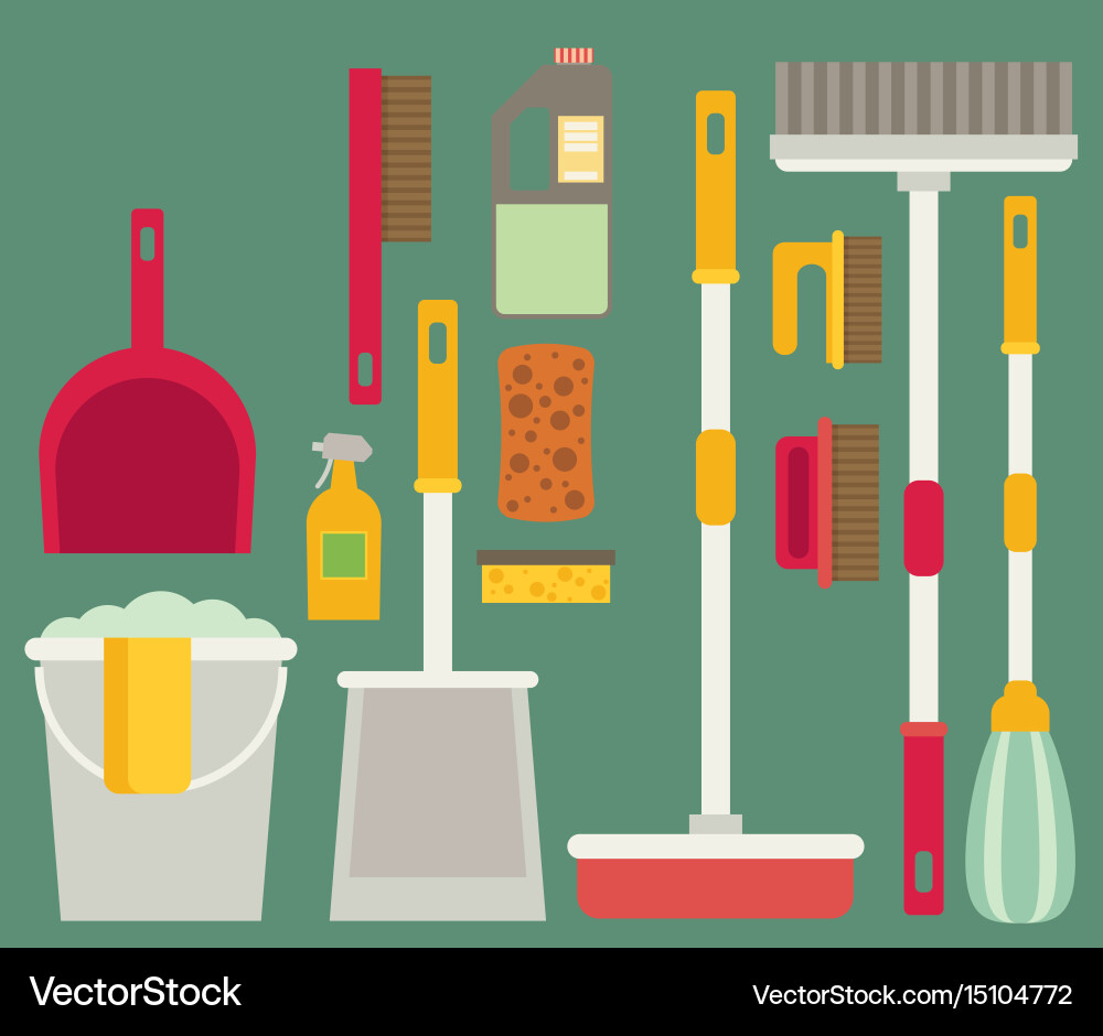 Cleaning set isolate flat design Vector Image