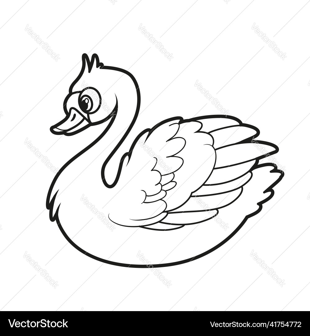 Cute cartoon swan color variation drawing Vector Image