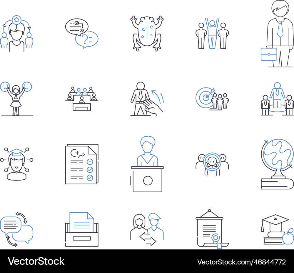 Developmental path line icons collection growth Developmental path line icons collection growth vector image