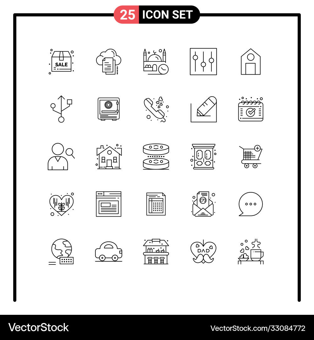 Group 25 modern lines set for setting elements Vector Image