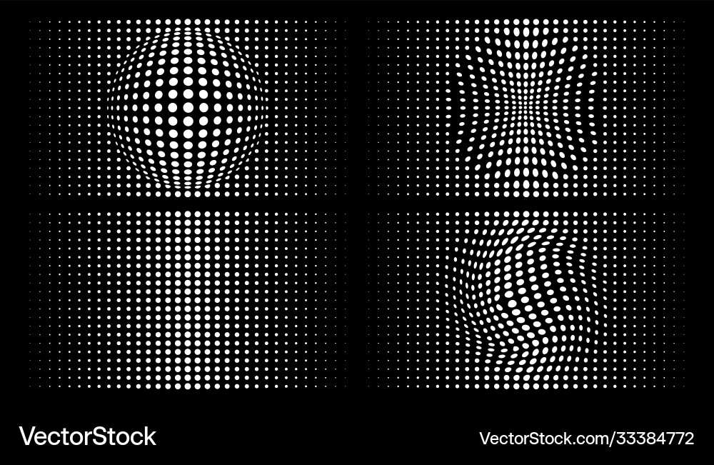 Halftone distorted gradient dots backgrounds Halftone distorted gradient dots backgrounds vector image