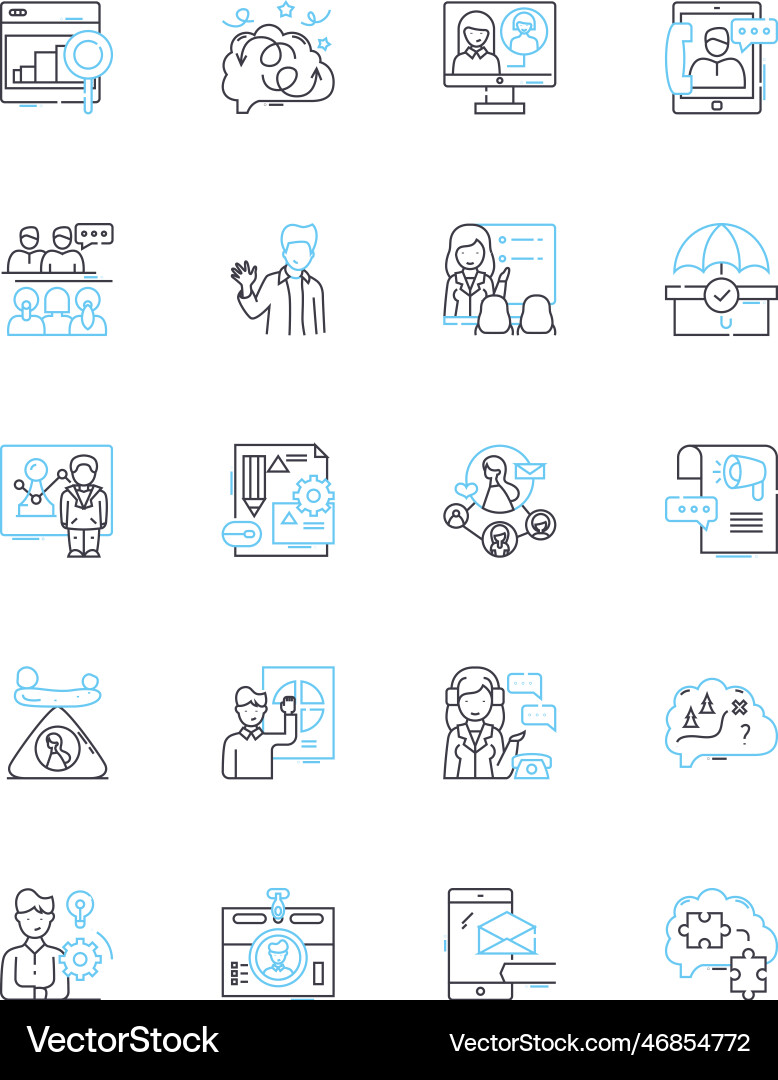Joined individuals linear icons set unity Vector Image
