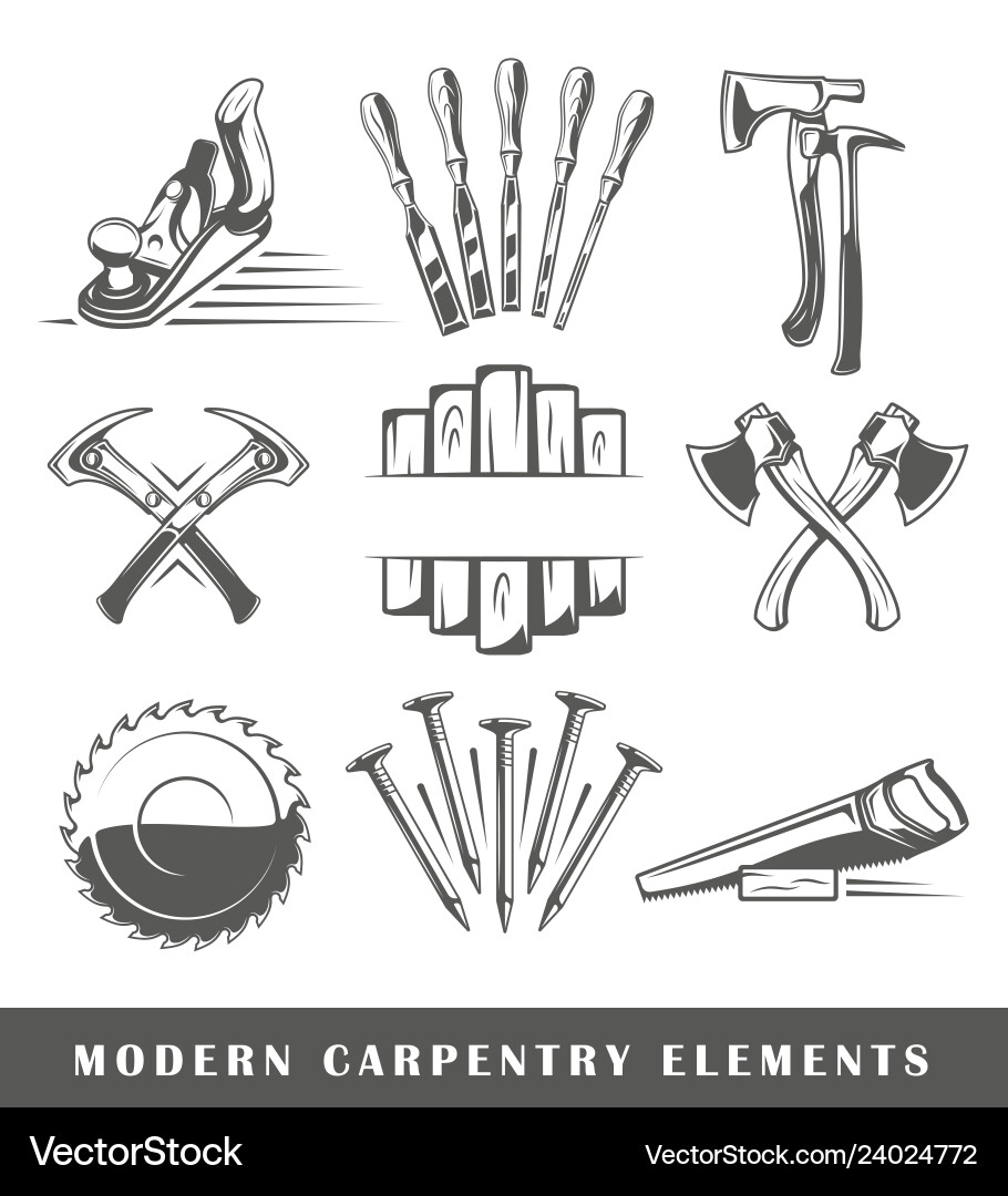 Modern carpentry tools Royalty Free Vector Image