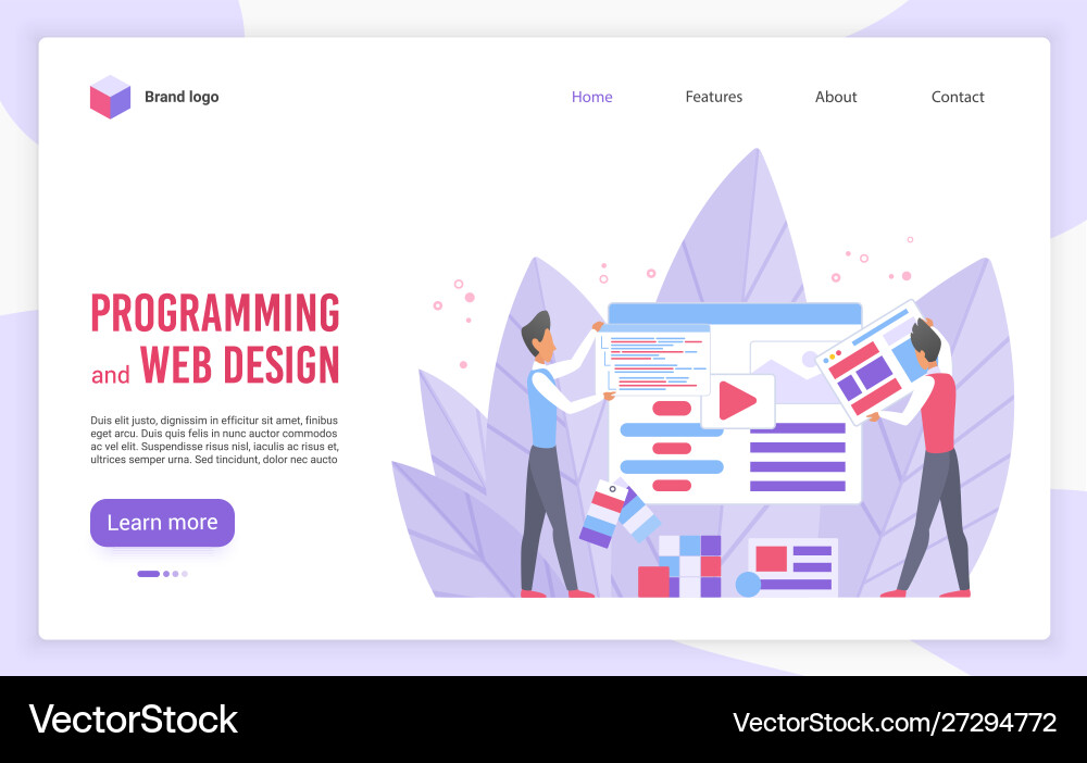 Programmierung und Webdesign Flachlandeseite Programmierung und Webdesign Flachlandeseite vektorbild